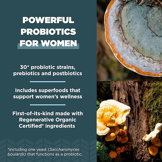 Ancient Nutrition Regenerative Organic Certified Probiotics for Women, Probiotics Women’s Once Daily, for Healthy Digestion and Immune System Function Support, 25 Billion CFUs* Per Serving, 30 Count