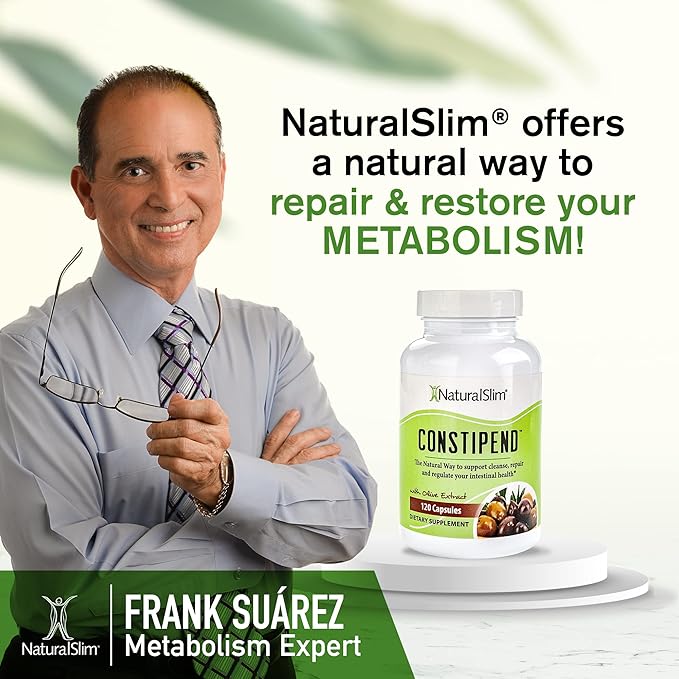 NaturalSlim Constipend - Laxative for Constipation Relief, and Colon Cleanse Supplement - Stool Softener for Women and Men with Olive Extract - 120 Capsules