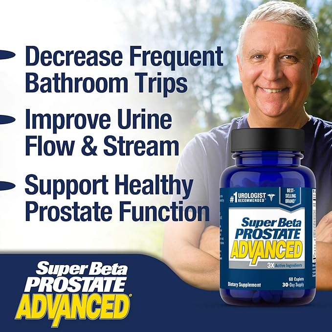Advanced – Prostate Support Supplement for Men's Health, Promote Sleep, Support Bladder Emptying, Beta Sitosterol (120 Caplets, 2- Pack)