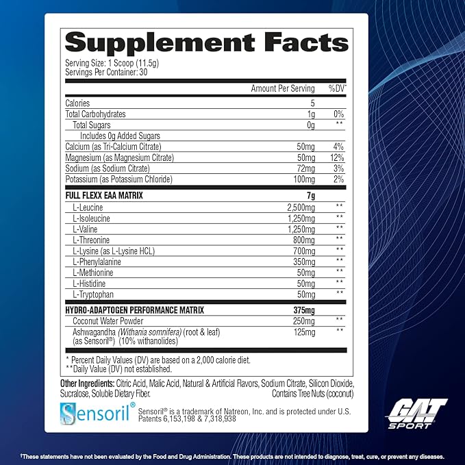 GAT SPORT Flexx EAAs + Hydration, Advanced Essential Amino Acids, 30 Servings (Fruit Punch)