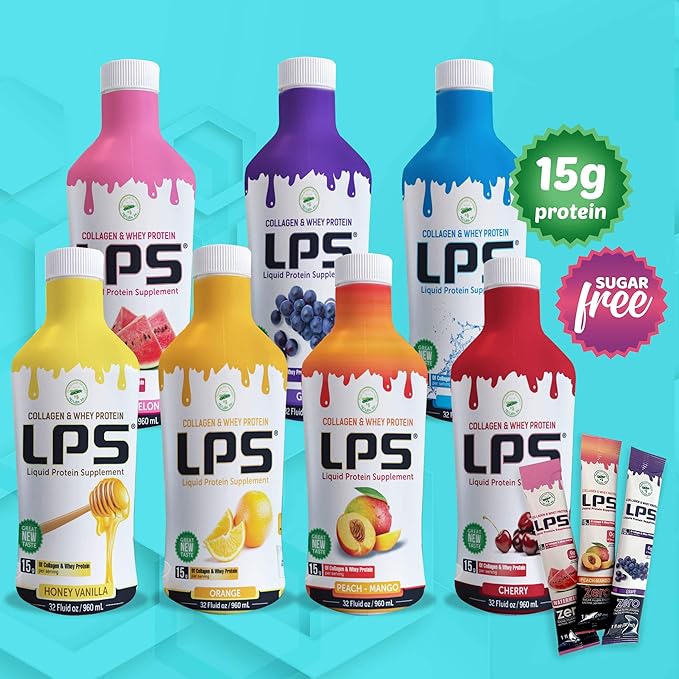 Nutritional Designs LPS Liquid Collagen & Whey Protein Supplement - Sugar-Free Non-GMO Drink - Promotes Healthy Skin & Hair for Men & Women (Watermelon)