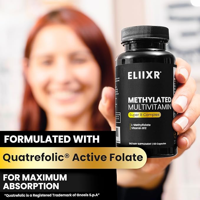 Methylated Multivitamin for Men and Women | Methyl B12, Methylfolate, 5-MTHF, Vegan, Iron-Free, Energy & Immune Support | 60 Vegetable Capsules | Manufactured in The USA
