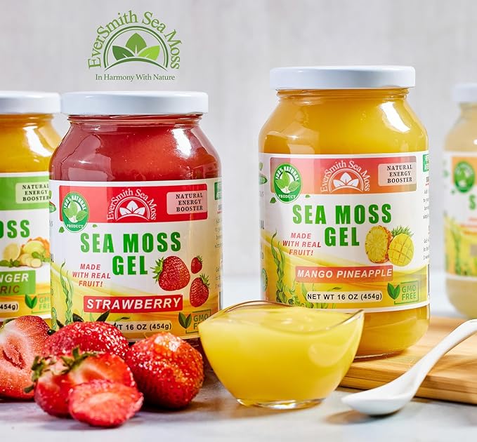 Wildcrafted Irish Sea Moss Gel | Made in USA | Rich in Vitamins & Minerals | Sea Moss Gel Raw | Nutritional Supplement | Mixed Berry (16 oz)