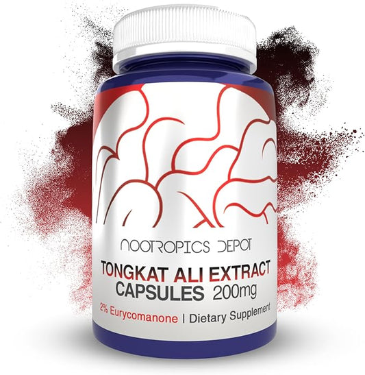 Nootropics Depot Tongkat Ali Extract Capsules | 200mg | 120 Count | 2% Eurycomanone by HPTLC | Eurycoma longifolia Root Extract