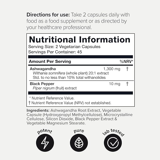 Toniiq 26,000mg 20x Concentrated Extract - 10% Withanolides - Ultra High Strength Ashwagandha Capsules - Wild Harvested in India - Highly Concentrated and Bioavailable Supplement - 90 Veggie Capsules