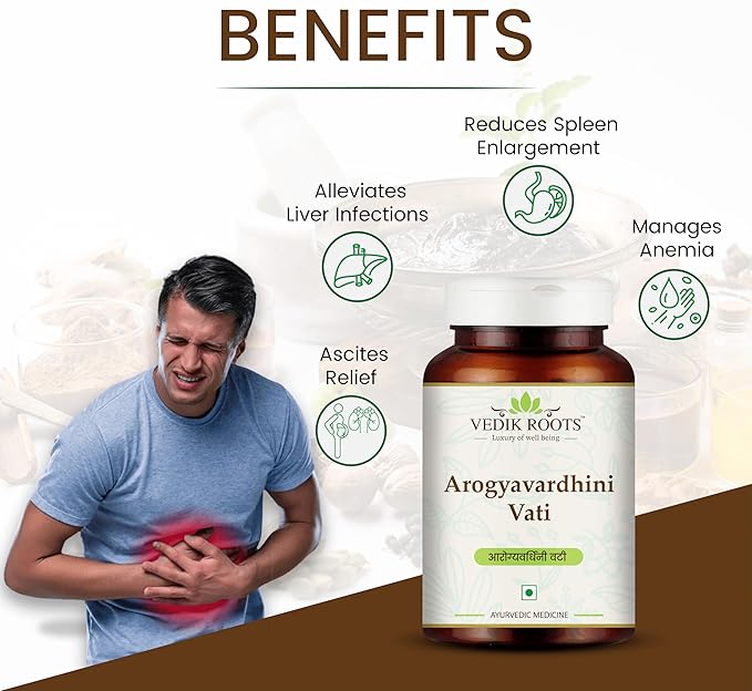 Arogyavardhini Vati Tablets - Natural Detox and Liver Health Support | for Spleen Enlargement | Reduces Bloating | for Nutrient Absorption Improvement | 120 Tablets (360)