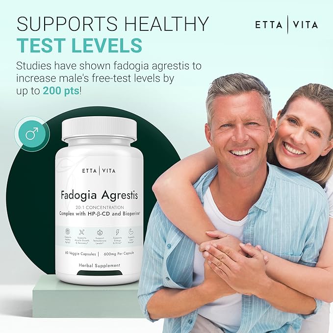 Organic Fadogia Agrestis 600mg for Natural Test Support (2X More Pure - 3X More Absorbent) Athlete Approved - Supports Muscle Growth & Recovery, Healthy Energy Levels, Drive, Stamina & Mood - 60ct