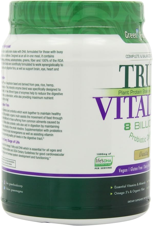 Green Foods True Vitality Plant Protein Shake, Vanilla, 25.2 Ounce