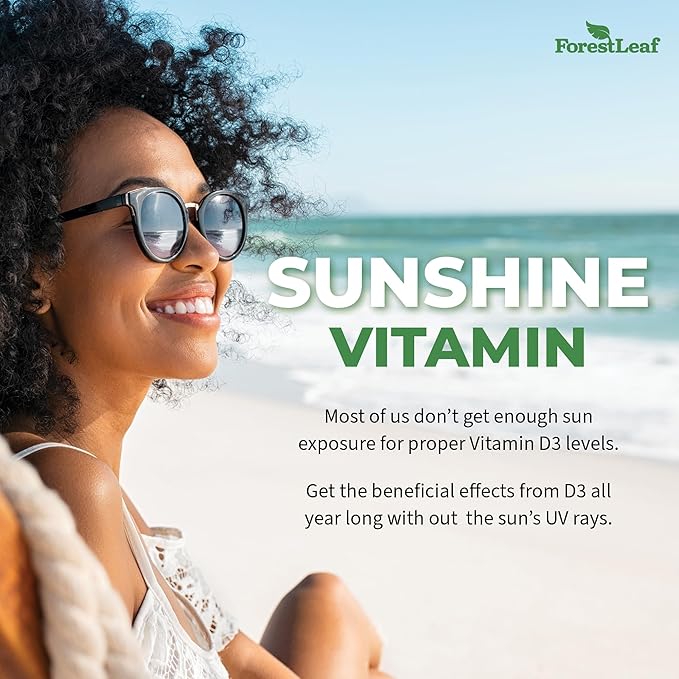 ForestLeaf Vitamin D3 50000 IU - Bone Health and Immune Support - Small Easy to Swallow Capsules - Non-GMO Gluten Free VIT D - VIT D3 Vitamin D Supplements for Women and Men, 120 Count