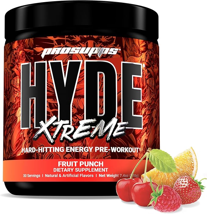 PROSUPPS® Mr. Hyde® Xtreme Pre-Workout Powder Energy Drink - Intense Sustained Energy, Pumps & Focus with Beta Alanine, Creatine & Nitrosigine, (30 Servings, Fruit Punch)