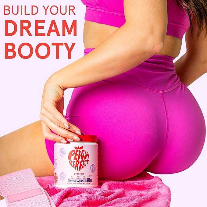 Creatine Monohydrate Powder, Glute Builder Creatine for Women with Collagen, BCAAs, 5g Vegan Micronized Creatine per Serving, for Energy, Muscle Support, 30 SVG, Strawberry Acai