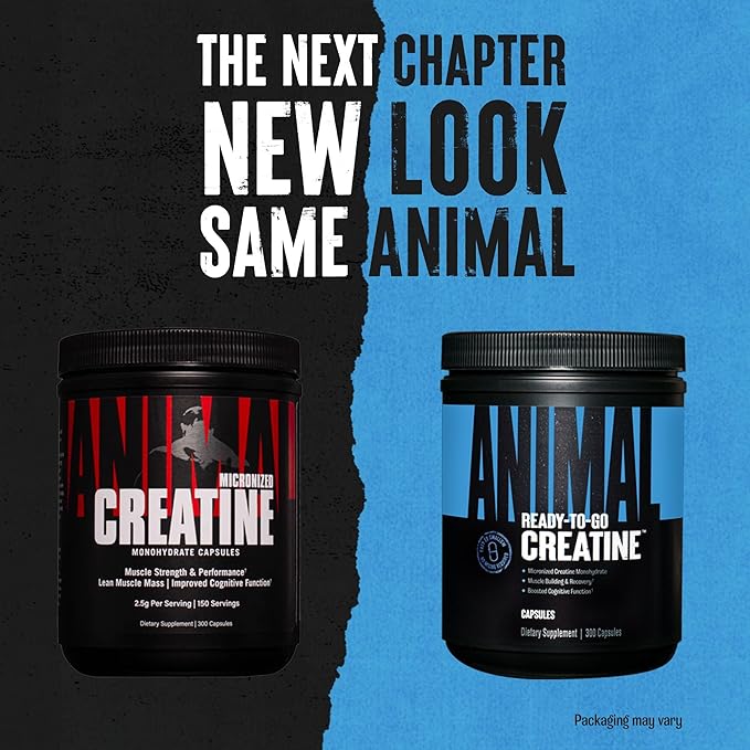 Animal Micronized Creatine Monohydrate Capsules - 300 Caps, 2500mg per Serving to Support Muscle Growth, Endurance, ATP Production, Cognitive Function, Strength, Recovery, and Delay Muscle Fatigue