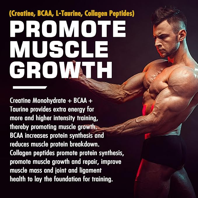 Creatine Monohydrate Gummies 5g for Men & Women, 7000mg with BCAA, Collagen Peptides, L-Taurine, Vitamin B12, D3, Chewables Creatine for Muscle, Delicious Natural Lemon Flavor, Sugar Free, 2 Pack