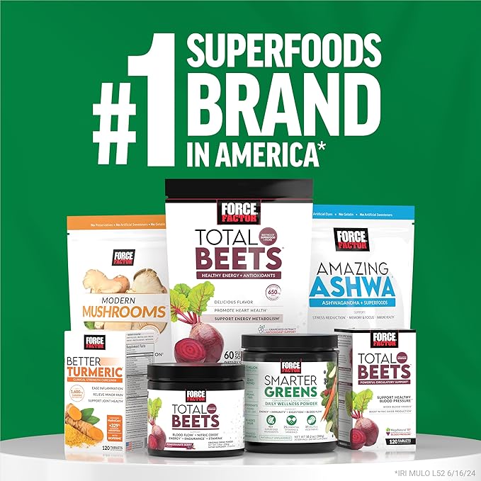 Force Factor Smarter Greens Superfoods Powder to Support Digestion, Gut Health, Bloating, Greens Powder with Probiotics, Prebiotics, Digestive Enzymes, & Adaptogens, Pomegranate Berry, 30 Servings