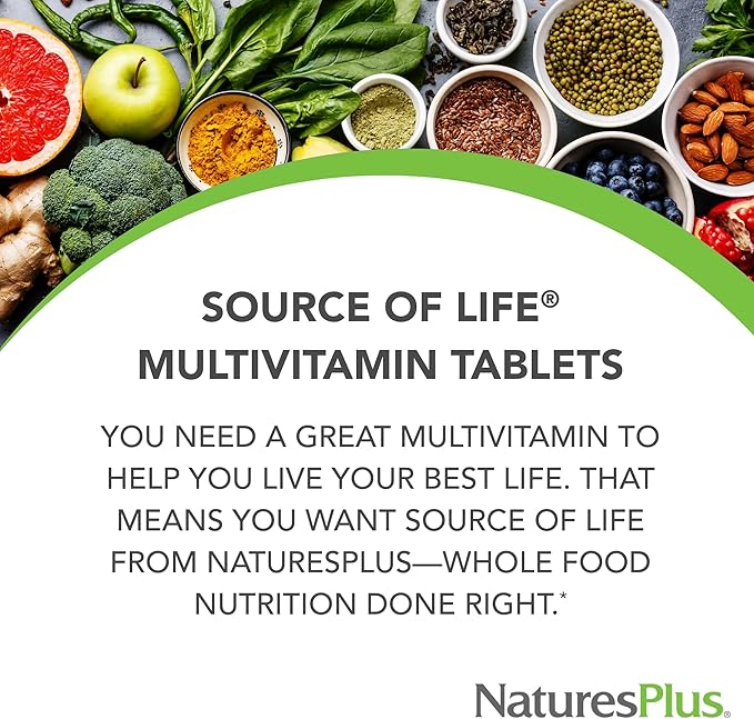 Natures Plus Source of Life - 180 Tablets, Pack of 2 - Multi-Vitamin & Mineral Supplement - Supports Natural Energy & Overall Well-Being - Gluten Free, Vegetarian - 120 Total Servings