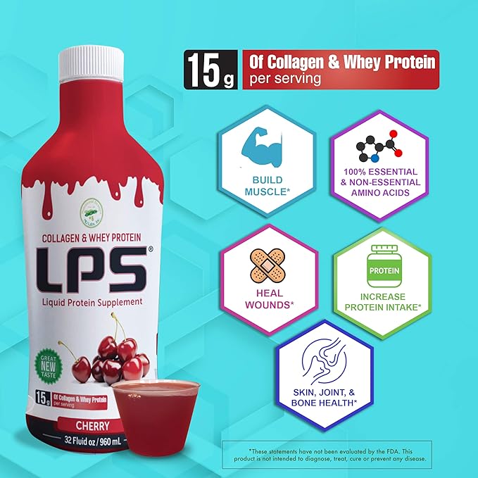 Nutritional Designs LPS Liquid Collagen & Whey Protein Supplement - Sugar-Free Non-GMO Drink - Promotes Healthy Skin & Hair for Men & Women (Watermelon)