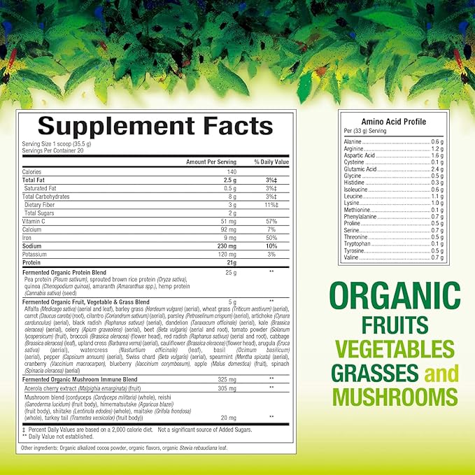 Whole Earth & Sea from Natural Factors, Organic Fermented Protein & Greens, Vegan Whole Food Supplement, Chocolate, 1lb 9 Oz