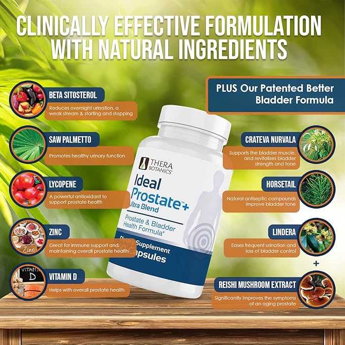 Advanced Men's Prostate Support by Ideal Prostate Plus Ultra with Reishi Mushroom, Saw Palmetto, Lycopene and More for Natural Prostate Relief*