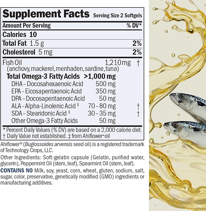 ANDREW LESSMAN Maximum Essential Omega-3 Mint - 180 Softgels - Ultra-Pure, High Potency Omega-3 Oils. High DHA, No Stomach Upset, No Contaminants, No Mercury. Small Easy to Swallow Softgels