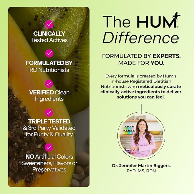 HUM Flatter Me Digestive Enzymes Bloating Supplement - Fast-Acting Bloat Relief for Digestive Health & Debloating Multi Enzyme | Bloat Pills, Anti Bloat Pills, Vegan 60 Servings
