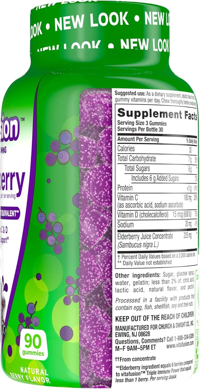 Vitafusion Elderberry Gummy Vitamins, 90ct Elderberry Gummy Vitamins, Chewables, 90 Count