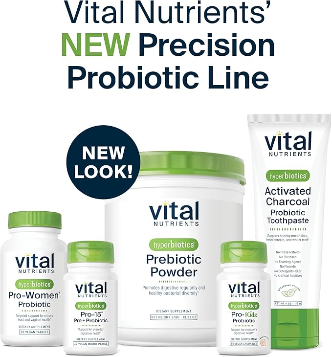 Hyperbiotics Vital Nutrients Pro-15 Pre + Probiotic | 15 Strains| Supports Occasional Constipation, Diarrhea, Gas & Bloating | Immune, Digestive & Gut Health | Shelf-Stable | Vegan | 30 Pearl Tablets