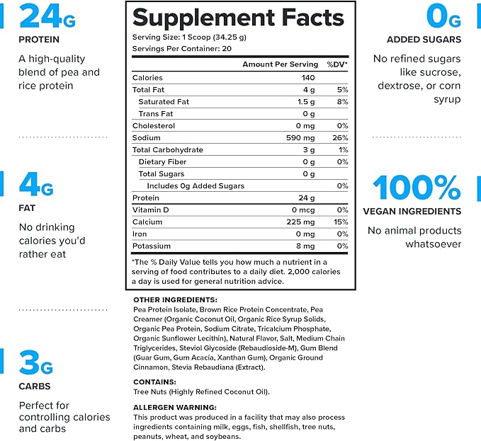 LEGION Plant+ Vegan Protein Powder - Rice and Pea, Plant Based Protein Blend. Gluten Free, GMO Free, Naturally Sweetened and Flavored, 20 Servings, 2 Lbs (Apple Pie)
