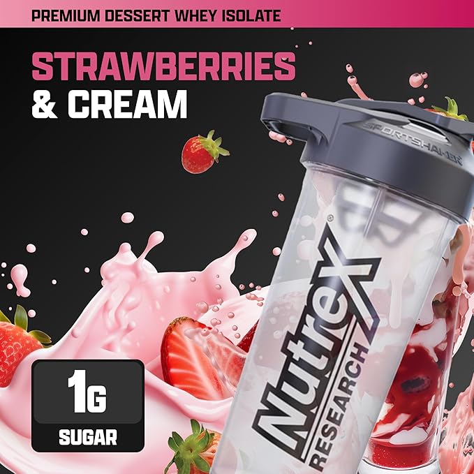 Nutrex Research IsoFit Whey Protein Powder Instantized 100% Whey Protein Isolate (70 Servings, Strawberries & Cream)