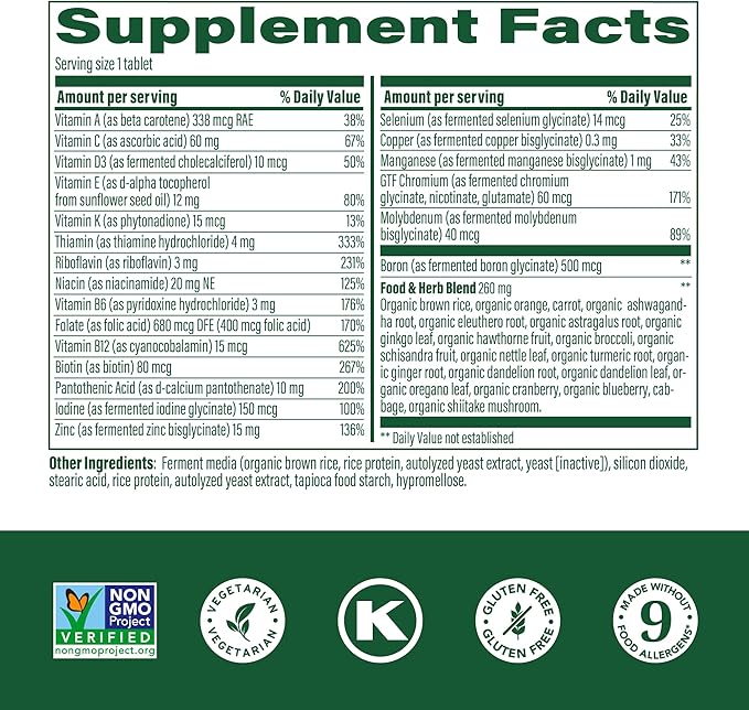 MegaFood Men's 40+ One Daily Multivitamin for Men with Vitamin B, Vitamin D3, Selenium, Zinc & Real Food - Immune Support, Energy Metabolism, and Muscle & Bone Health – Non GMO; Vegetarian - 60 Tabs