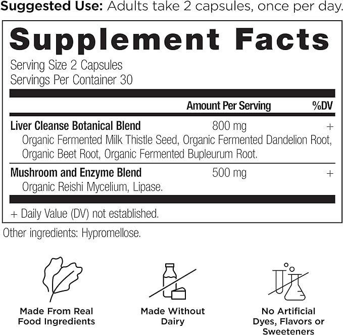 Liver Detox Supplement by Ancient Nutrition, Ancient Herbals Liver Cleanse with Milk Thistle, Dandelion Root & Reishi for Optimal Liver Support, 1300mg, Gluten Free, 60 Count