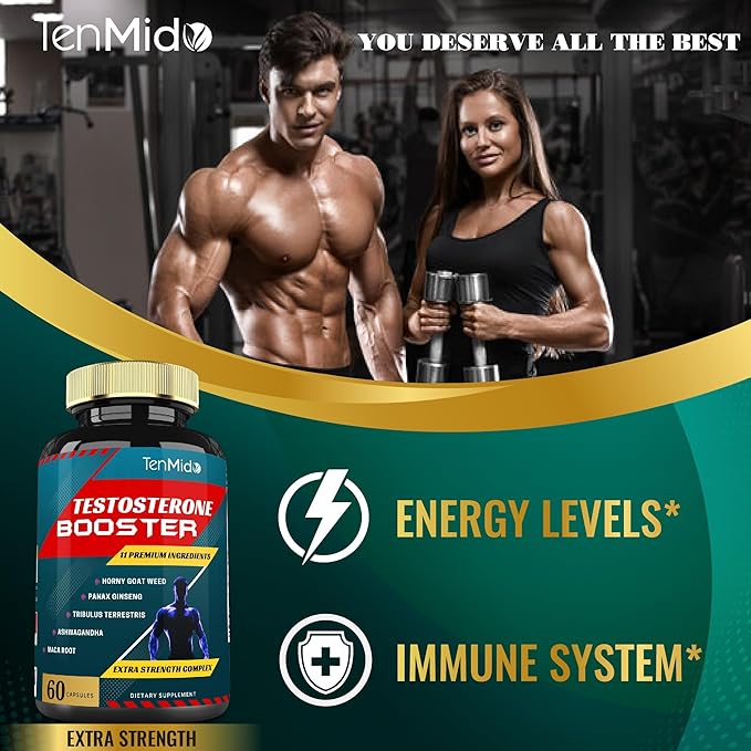 2 Packs of 60caps Testosterone Supplements Booster for Men - Natural Stamina, Endurance & Strength Supplement - Muscle Building Growth, Increasing Performance, Energy