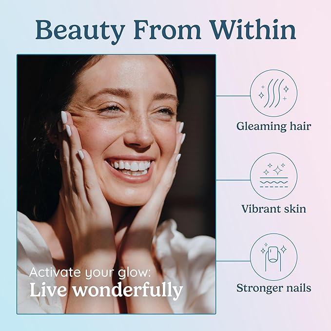 Hair Skin and Nails Vitamins w/Bovine Colostrum, Collagen, Hyaluronic Acid, Biotin, Zinc, & Lactoferrin┃Supports Faster Hair Growth, Stronger Nails and Glowing Skin (30 Servings, Capsule)