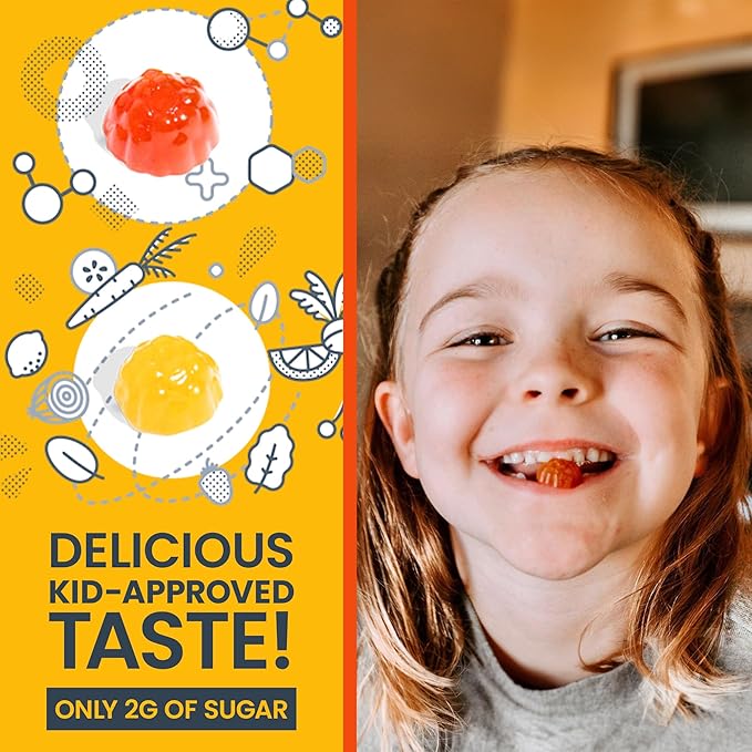 FIRST DAY Kids Daily Multivitamin Gummies – Vitamin A, D3, B6, B12, C, K2 & More to Support Growth, Brain Function, Immunity – Made w/Organic Fruits & Veggies, Only 2g Sugar – 3-Pk, 90 Day Supply