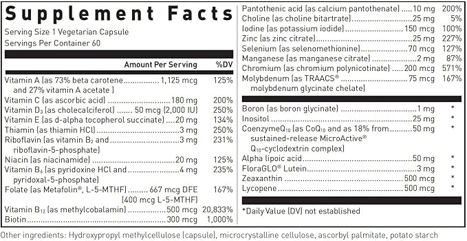 Douglas Laboratories Ultra Preventive 1 Daily | Multivitamin and Mineral Supplement to Support Energy Production, Immune Function, and Overall Health* | 60 Capsules