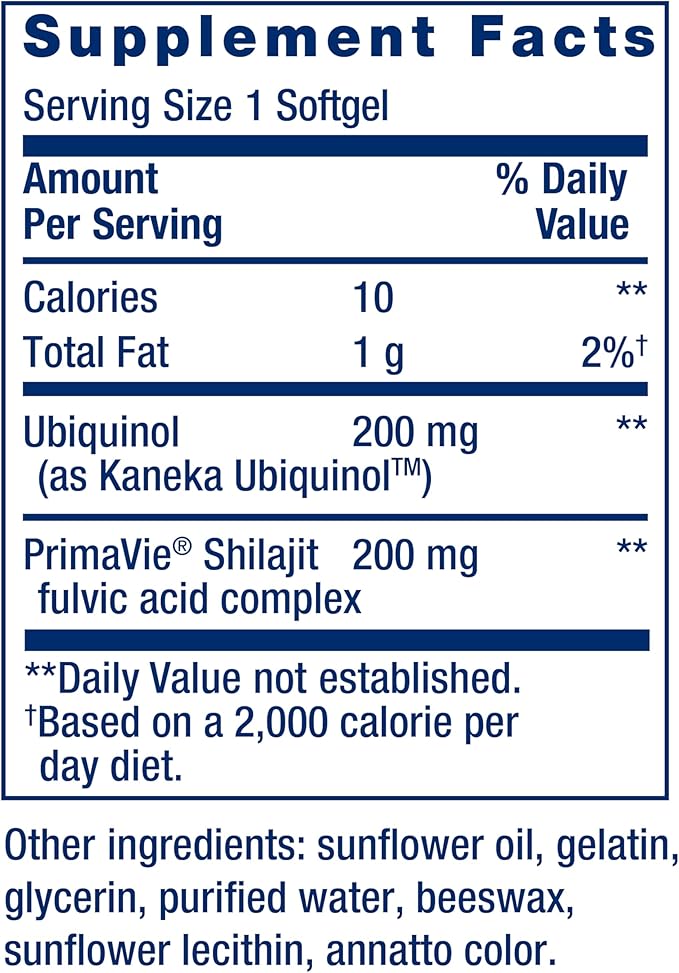 Life Extension Super Ubiquinol CoQ10 with Enhanced Mitochondrial Support – 200 mg, Shilajit – Promotes Heart Health, Cell Energy, Oxidative Stress – Gluten-Free, Non-GMO – 30 Softgels