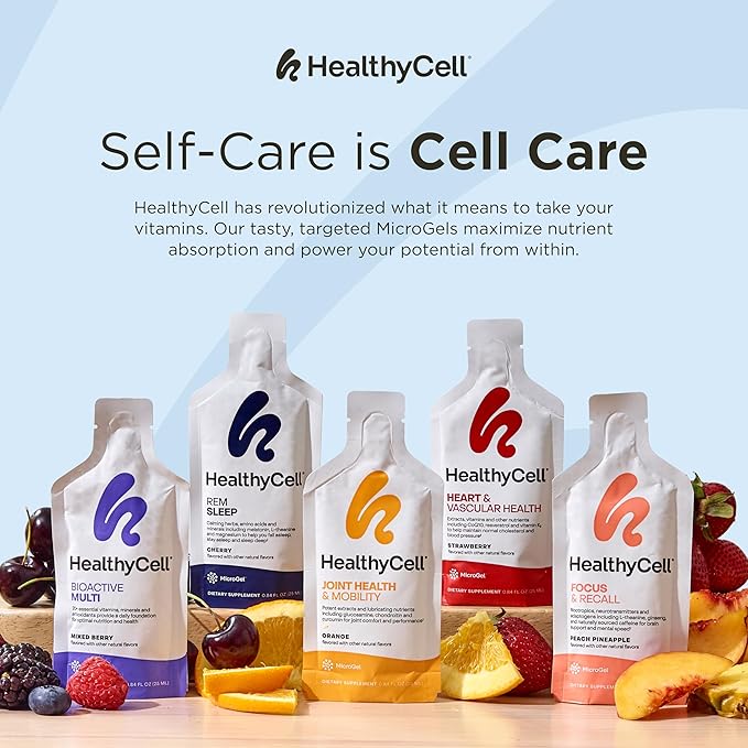 Healthycell Bioactive Multi - Liquid Multivitamin for Men and Women - One A Day Vitamin for Brain, Heart, Immunity, Energy, Skin, and Hair Support - Maximum Absorption - 30 Gel Packs