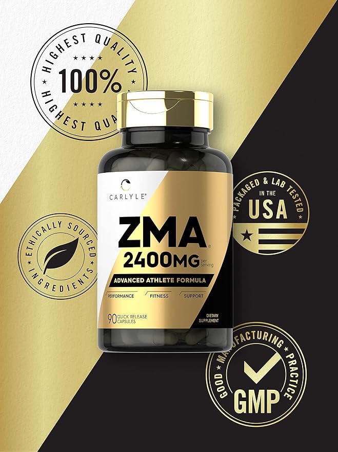 Carlyle ZMA Supplement for Men & Women 2400mg | 90 Count | Non-GMO, Gluten Free Formula