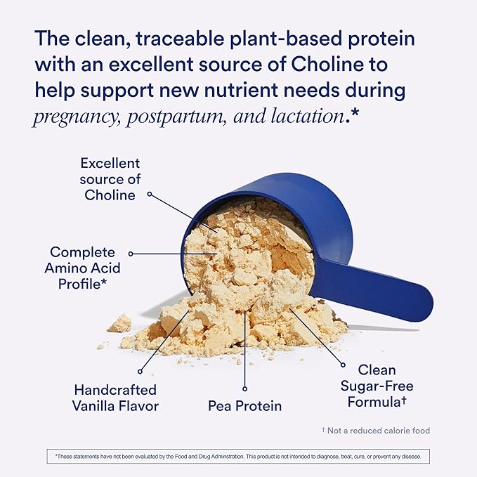 Ritual Prenatal Vegan Protein Powder: Choline to Support Prenatal, Postpartum, & Lactation, 20g Organic Pea Protein from Regenerative Farms in USA, Gluten Free, Plant Based, Sugar Free†, Vanilla, 1Lbs