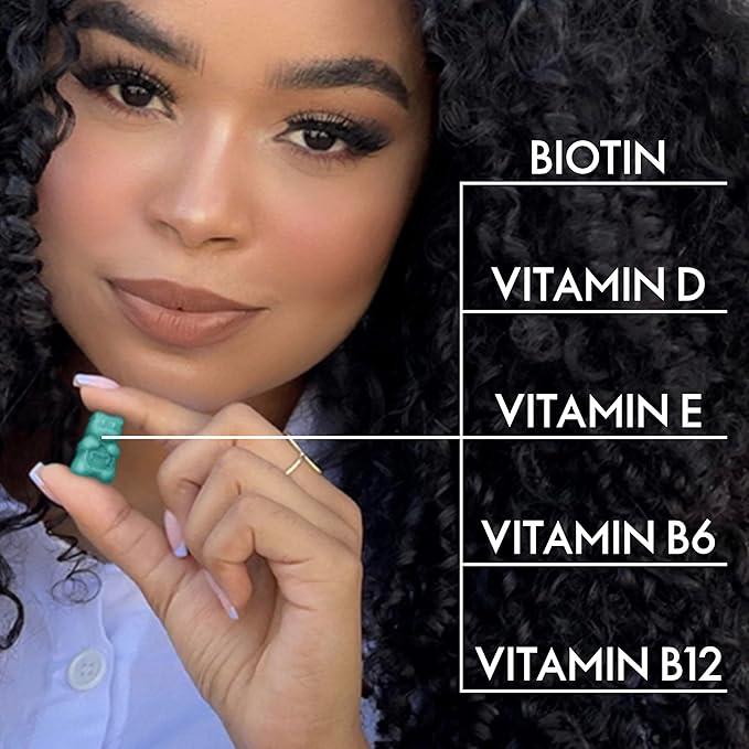 Sugarbear Hair Vitamin Gummy 1 Month Supply Extra Strength Biotin 6000mcg, Growth for Men & Women, Vegan Vitamin B12, MSM, Inositol, Omega 3, Elderberry, Certified Kosher, Halal, Cruelty-Free