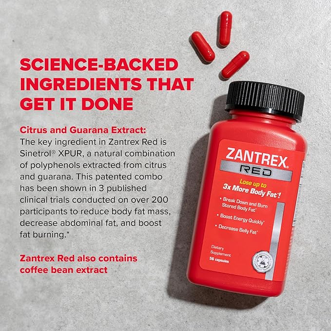 Zantrex Red, 56 Count - Weight Loss Supplement Pills – Fat Burning Pills - Metabolism Booster For Weight Loss - Lose Weight Fast For Women