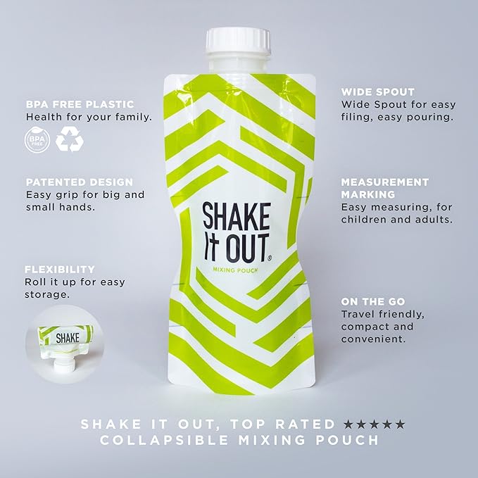 Collapsible Shaker Bottle for Protein Shakes, Supplements - 12 Ounce Reusable, Recyclable, Travel Bottle