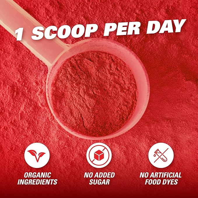EHP Labs OxyReds Superfood Beets Powder - Nitric Oxide Supplement, Organic Beet Root Powder, Immune Support Supplement & Prebiotics for Digestive Health, Beet Powder - Fruit Xplosion, 30 Servings