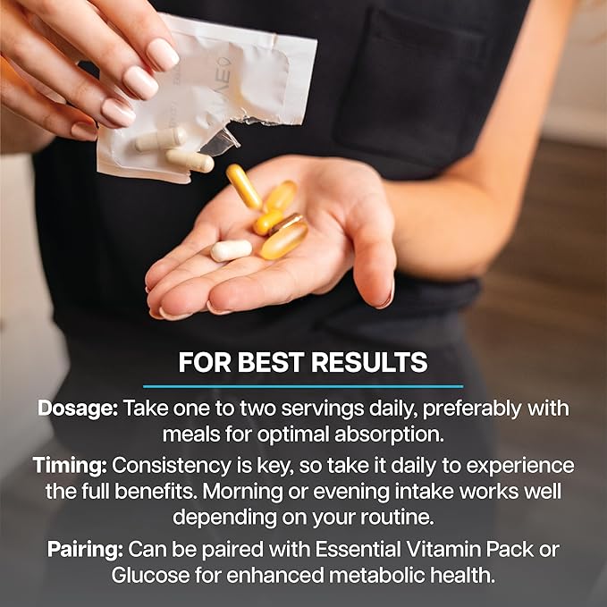 Revive MD Essential Vitamin Packs for Women & Men, Vitamins Pack Daily Nutrient Supplement - Travel-Friendly Multivitamin Packets with Arjuna & Turmeric Extract Support Heart, Joint, & Organ Health