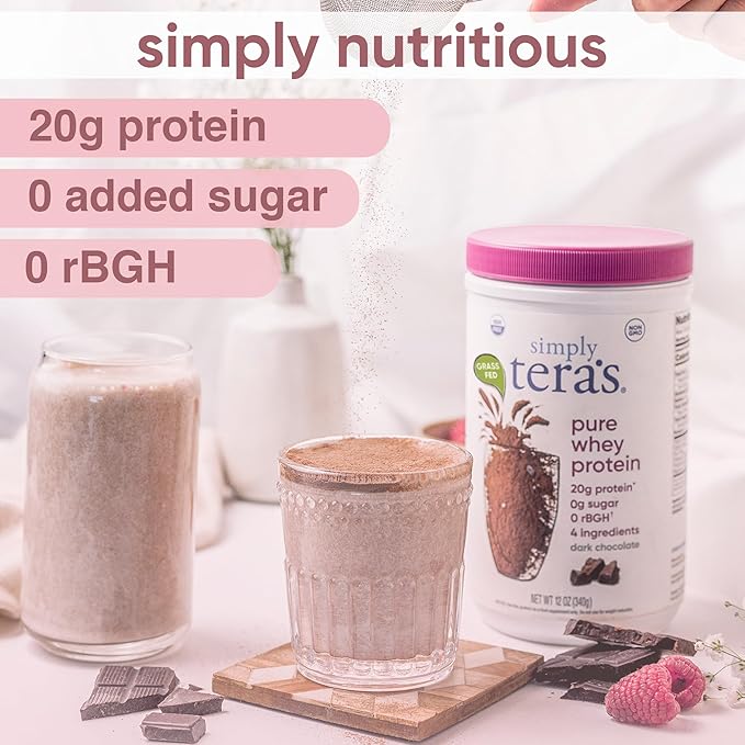 teraswhey Simply Pure Whey Protein, Dark Chocolate, 24 oz