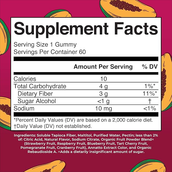 MaryRuth Organics Fiber Gummies for Adults | Prebiotic Fiber Supplement | Gut Health | Digestion Support | Sugar Free | Vegan | 2 Month Supply | 60 Count