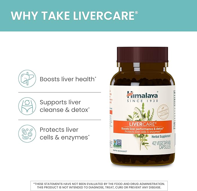 Himalaya LiverCare for Total Liver Support, Cleanse and Detox, Protects Cells & Enzymes, 375 mg, 180 Capsules, 90 Day Supply