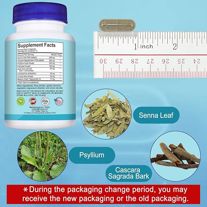 15 Day Cleanse Gut Support 2 Pack | Colon Broom, Detox Supplement with Senna, Cascara Sagrada & Psyllium Husk, for Men and Women | Total 60 Capsules
