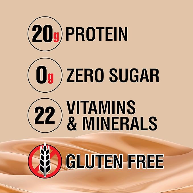 Lean Body Ready-to-Drink Salted Caramel Protein Shake, 20g Protein, Whey Blend, 0 Sugar, Gluten Free, 22 Vitamins & Minerals, (Recyclable Carton & Lid - Pack of 4)