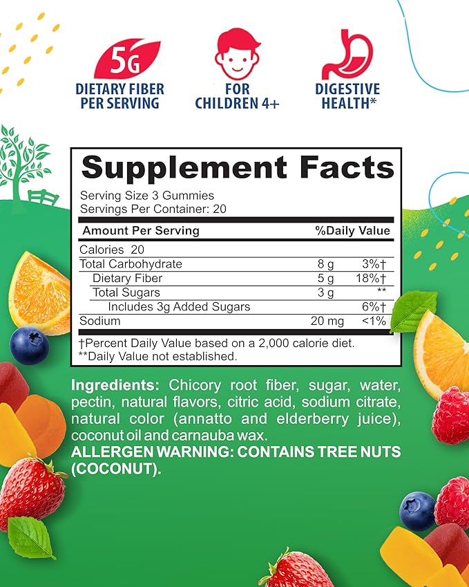 SUNNY SAM Fiber Gummies for Kids & Adults - Fiber Chewable Immunity Gummy